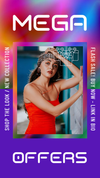 Fashion-Themed Instagram Story Template Featuring a Colorful Holographic Background 