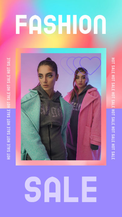 Instagram Story Maker for a Fashion Sale Featuring a Holographic Styled Frame 