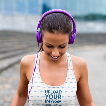 Mockup of the Closeup of a Woman Wearing a Sports Bra