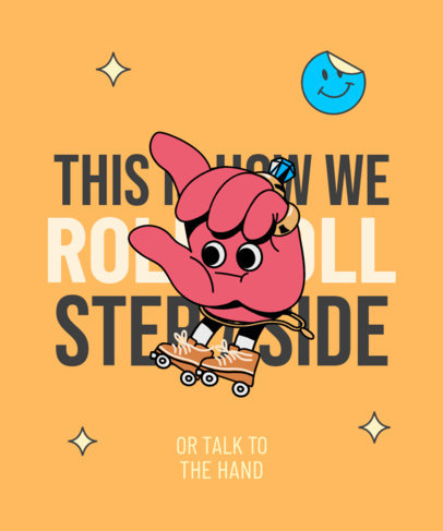 T-Shirt Design Template with a Hand Cartoon