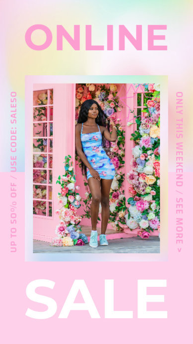 Instagram Story Design Generator for a Fashion Flash Sale Featuring a Pastel Color Palette