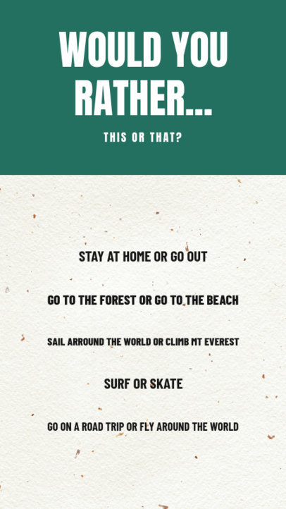 Instagram Story Maker With a Simple Quiz Layout 