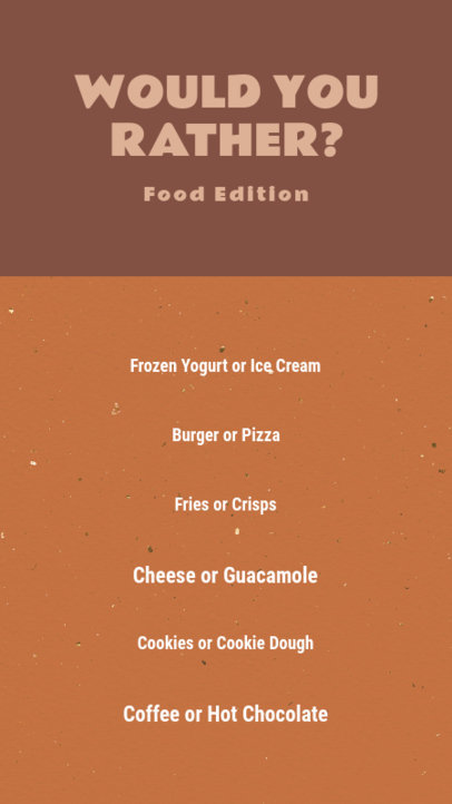 Simple Instagram Story Design Maker for a Food-Themed Quiz 