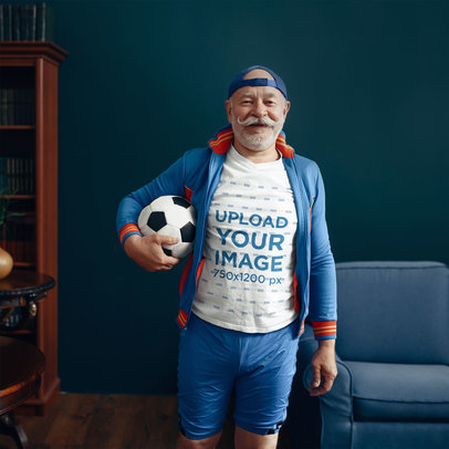 T-Shirt Mockup of a Senior Soccer Coach
