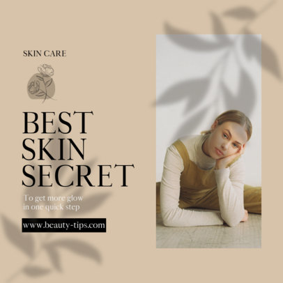 Instagram Post Generator Featuring a Skincare Theme and Leaves Shadows