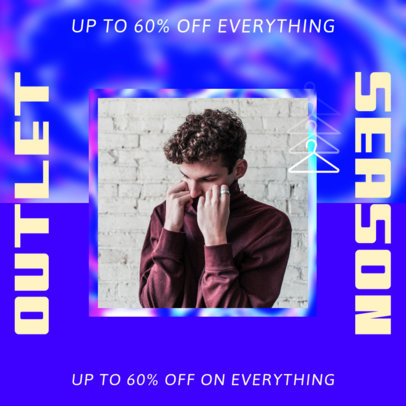 Instagram Post Design Template for a Fashion Sale Featuring a Holographic Styled Background 