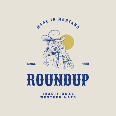 Logo Generator for Western Cowboy Hats Featuring Vintage-Style Graphics