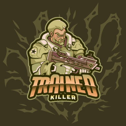 Gaming Logo Template Featuring a Strong Soldier Inspired by Gears of War 4307e