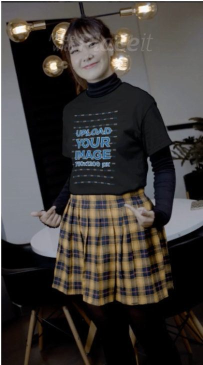 Video of a Trendy E-Girl Pointing at Her T-Shirt