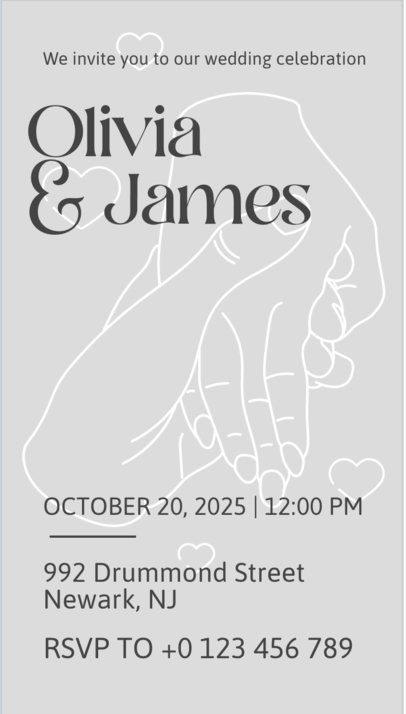 Wedding-Themed Instagram Story Video Creator for a Ceremony Featuring an Illustrated Hands 5180