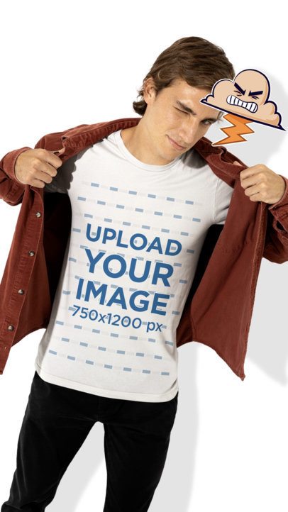 T-Shirt Video of a Man Winking Featuring a Cartoonish Animated Cloud 5152v