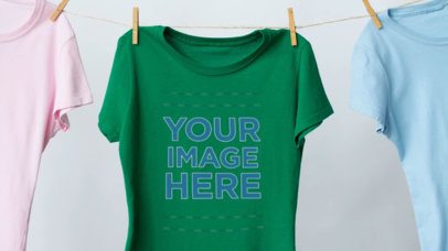 Round Neck T-Shirt Video Hanging on a Clothing Line