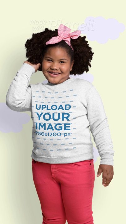 Heather Sweatshirt Video Featuring a Smiling Girl Surrounded by Animated Clouds 5190v