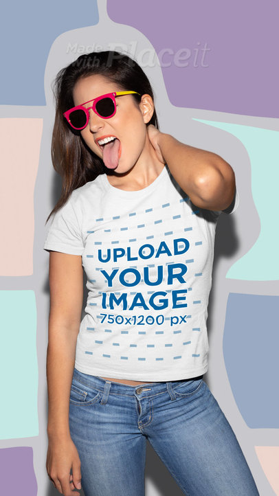 T-Shirt Video Featuring a Woman Posing With Her Tongue Out