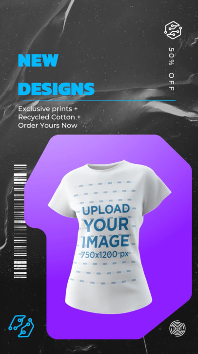 Video of a 3D Women's Round-Neck T-Shirt Featuring a Special Promo and Cool Animations 