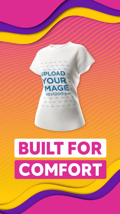 Video of a Graphic 3D Women T-Shirt with an Animated Wavy Background 