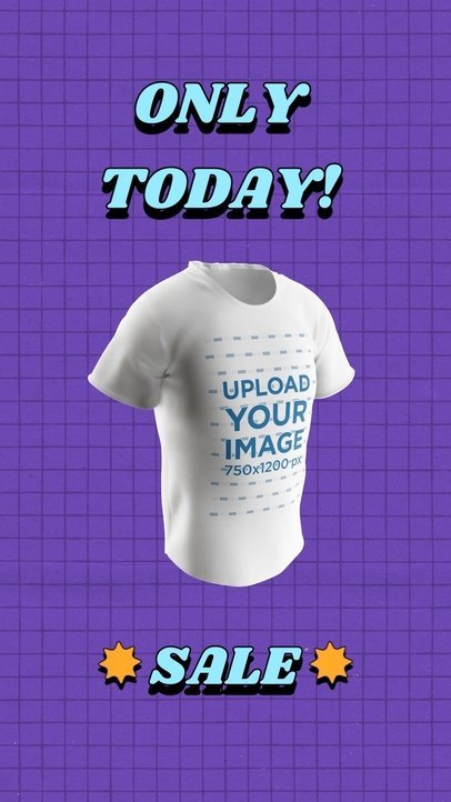 Video of a 3D Round-Neck Tee with Animated Graphics and Text for a POD Sale