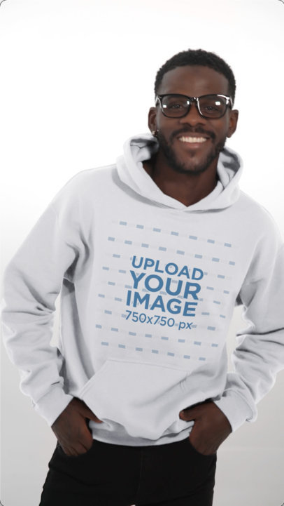 Video of a Bearded Man with Glasses Wearing a Pullover Hoodie