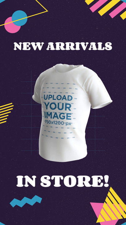 Video of a Spinning 3D Round-Neck T-Shirt Featuring a Promo for an Apparel Store