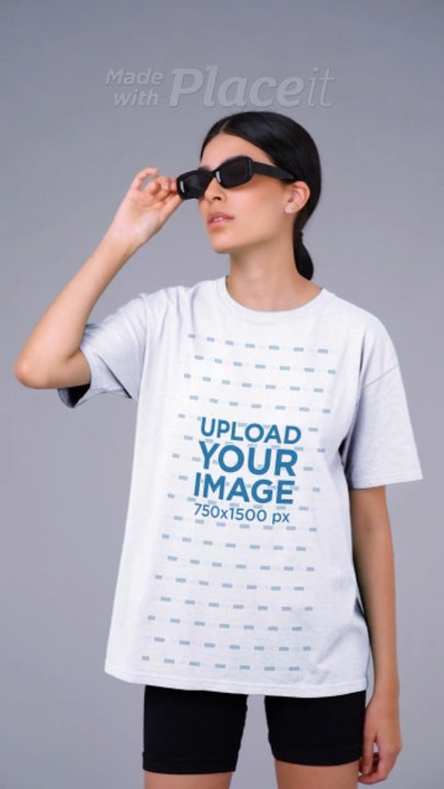 Oversized T-Shirt Design Maker Featuring a Woman With Sunglasses