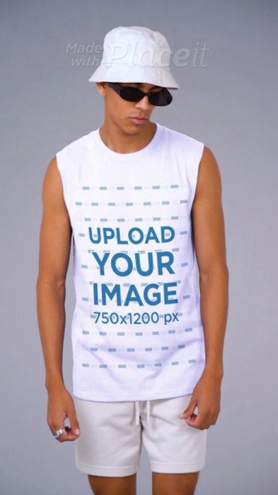 Sleeveless Shirt Video Featuring a Man With Sunglasses Dancing at a Studio