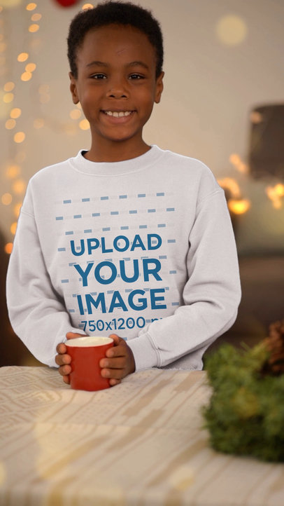 Sweatshirt Video Featuring a Cute Boy in a Christmas-Themed Setting