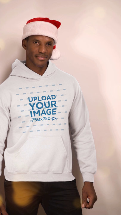Pullover Hoodie Video Featuring a Man Wearing a Christmas Hat