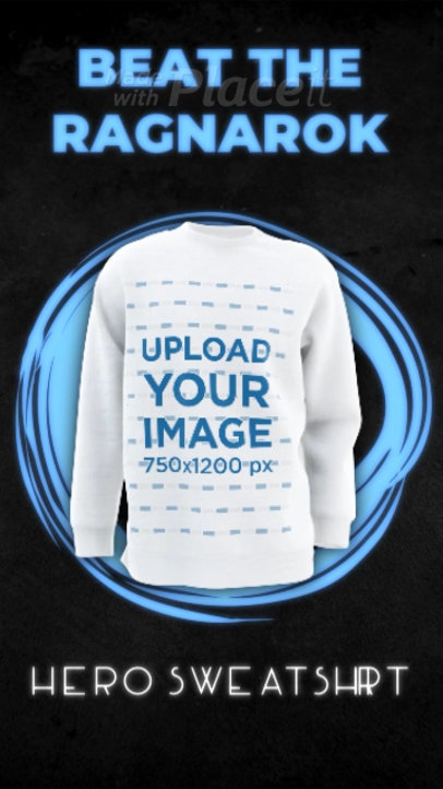 3D Sweatshirt Video Featuring Animated Text with Glow Effects