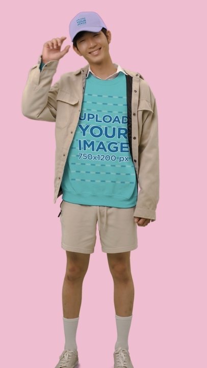 TikTok-Themed Video Featuring a Man Wearing a Sweatshirt and a Dad Hat 6122v