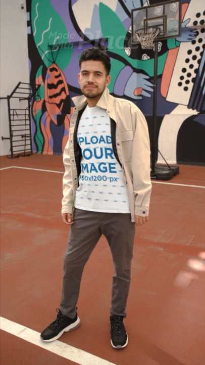 T-Shirt Video Featuring a Man Making a TikTok Challenge