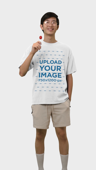 Kawaii Video Featuring a Man Wearing a T-Shirt and Eating a Lollipop 6187v