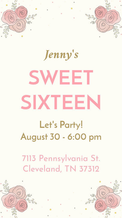 Sweet Sixteen Instagram Story Video Maker for a Party Celebration Event 6246