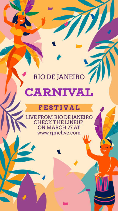 Instagram Story Video Template with Animated Illustrations for the Rio Carnival 6211