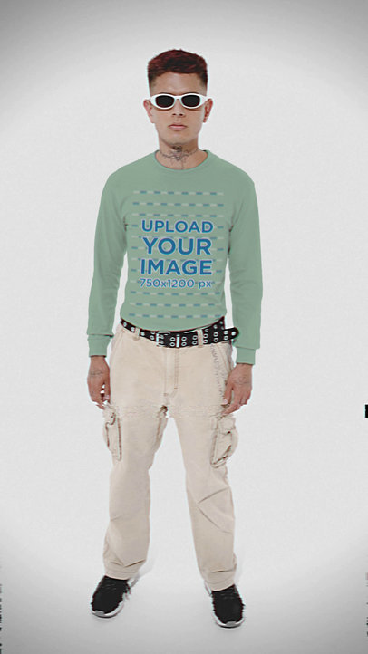 TikTok-Themed Video Featuring a Man Wearing a Tank Top and a T-Shirt for a Challenge