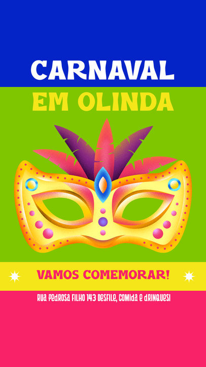 Brazilian Carnival Instagram Story Video Generator Featuring a Mask Illustration 6338