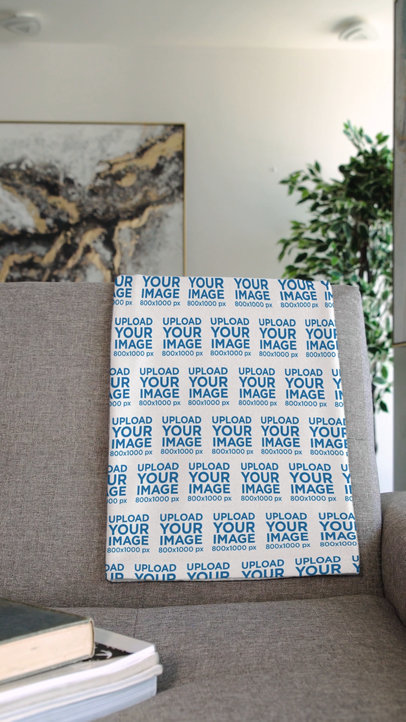 Video of a Sublimated Throw Blanket Placed on a Couch