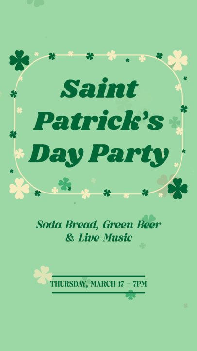 Instagram Story Video Maker with Animated Clover Illustrations for a St Patrick's Day Party 6404