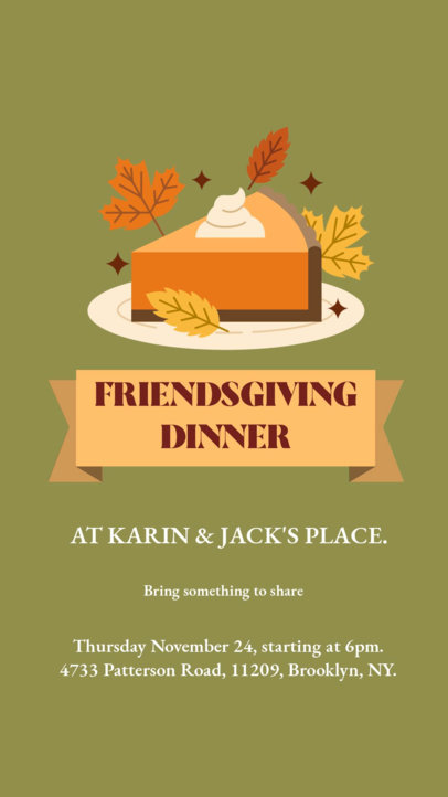 Friendsgiving Instagram Story Video Maker Featuring a Pie Graphic