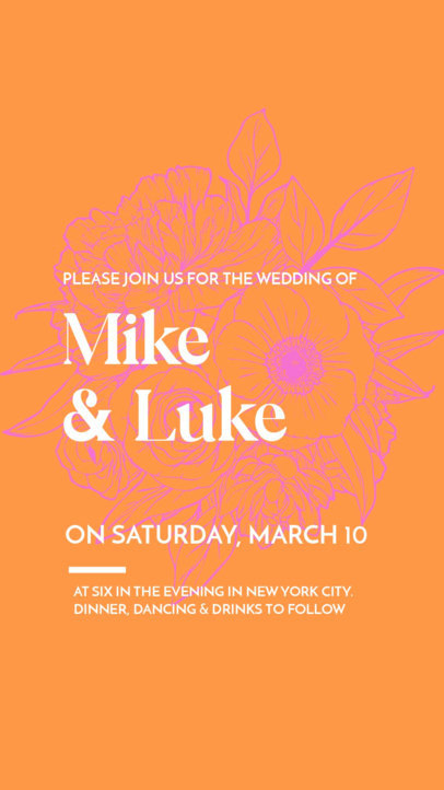 Instagram Story Video Creator for a Wedding Invitation Featuring Animated Flowers