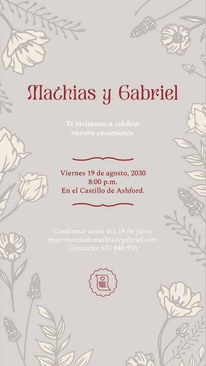 Instagram Story Video Maker Featuring an LGBT Wedding Invitation with Animated Flowers 6417