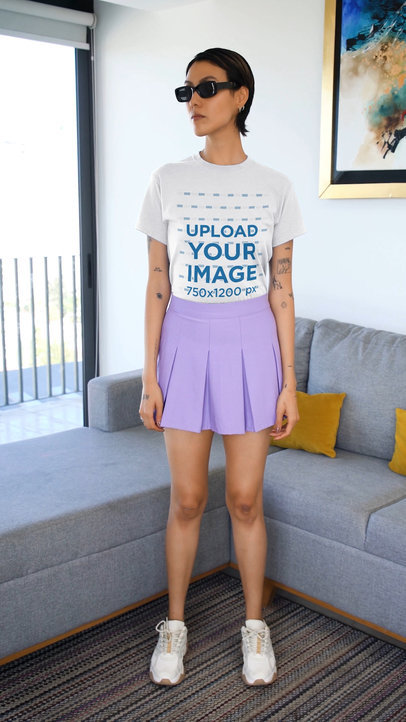 T-Shirt Video Featuring a Woman Wearing a Hoodie and a  Sweatshirt for a TikTok