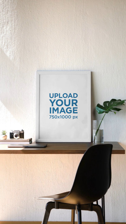 Art Print Video Featuring a Nice Desk With a Plant and an Old Camera 6476v