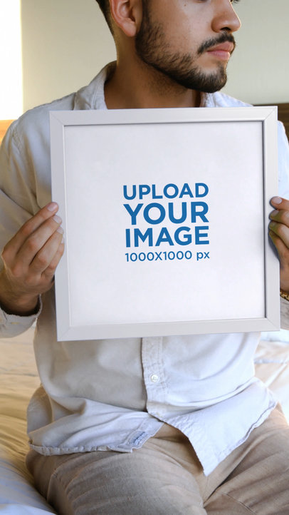 Art Print Video Featuring a Smiling Man and a Nice Bedroom 6487v