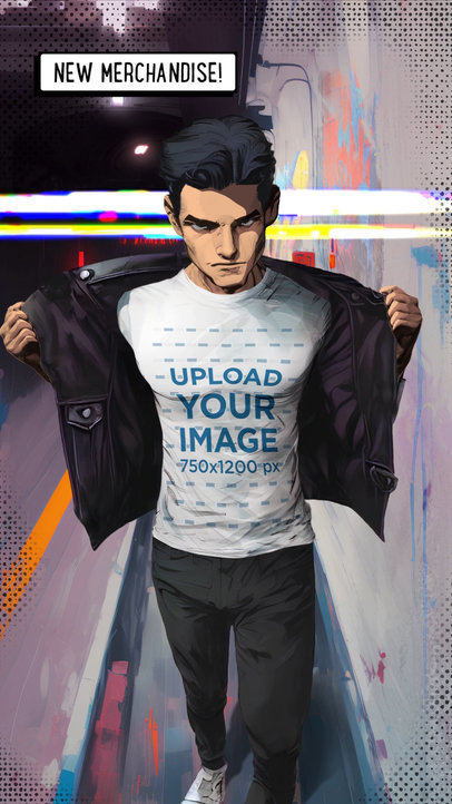 Spiderverse-Inspired Video Featuring a Man Wearing a Round-Neck T-Shirt 6541v