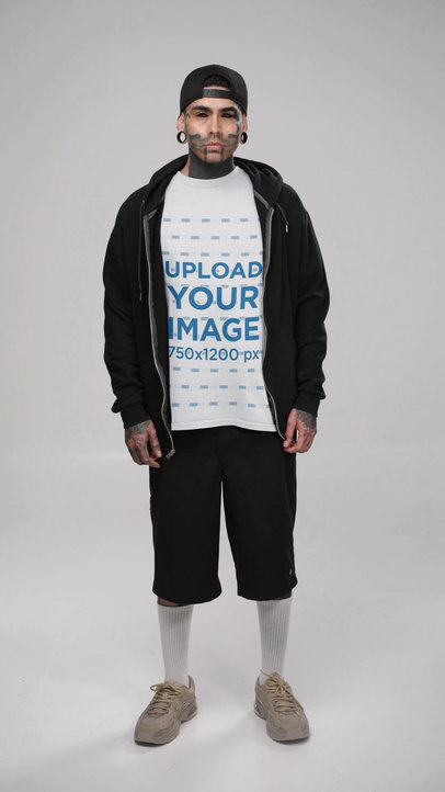 T-Shirt and Sweatshirt Video of a Gothic Man Posing for a TikTok