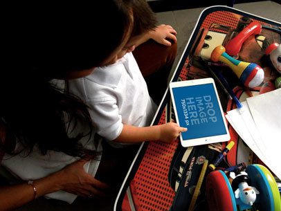 Mockup of a Mom and Baby Playing with an iPad