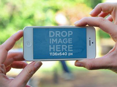 Taking Picture White iPhone 5 Garden