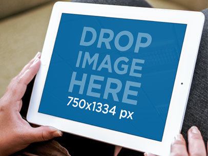 Mockup of a Horizontal White iPad 