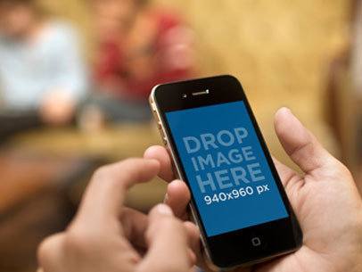 Mockups of a Black iPhone in an Autumn Environment