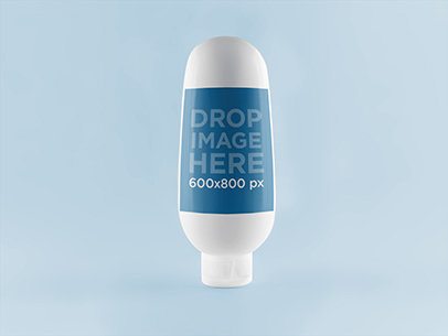 Bottle Label Mockup on Upside Down Cream Bottle a6618